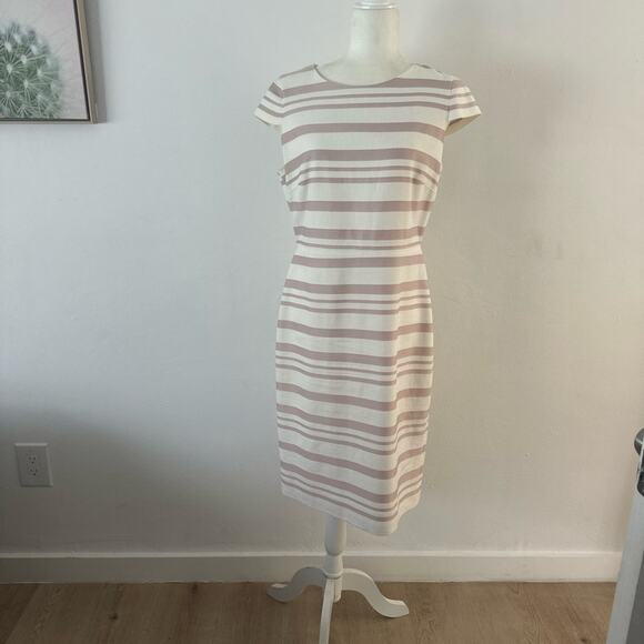 J. Crew Mother of the Bride Pink Ivory Sheath Wedding Knee Length 100% cotton - Picture 5 of 8